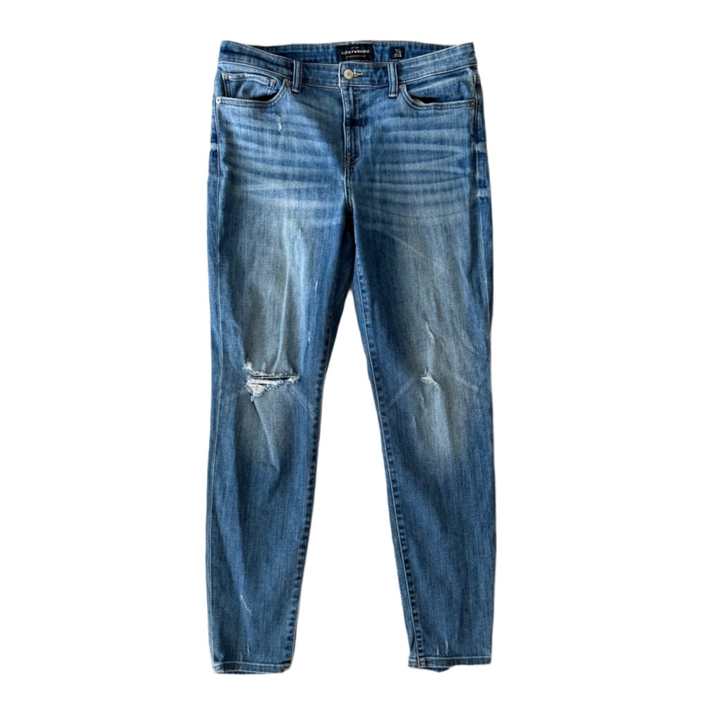 Lucky Brand Ava Mid-Rise Distressed Skinny Jeans Size 12